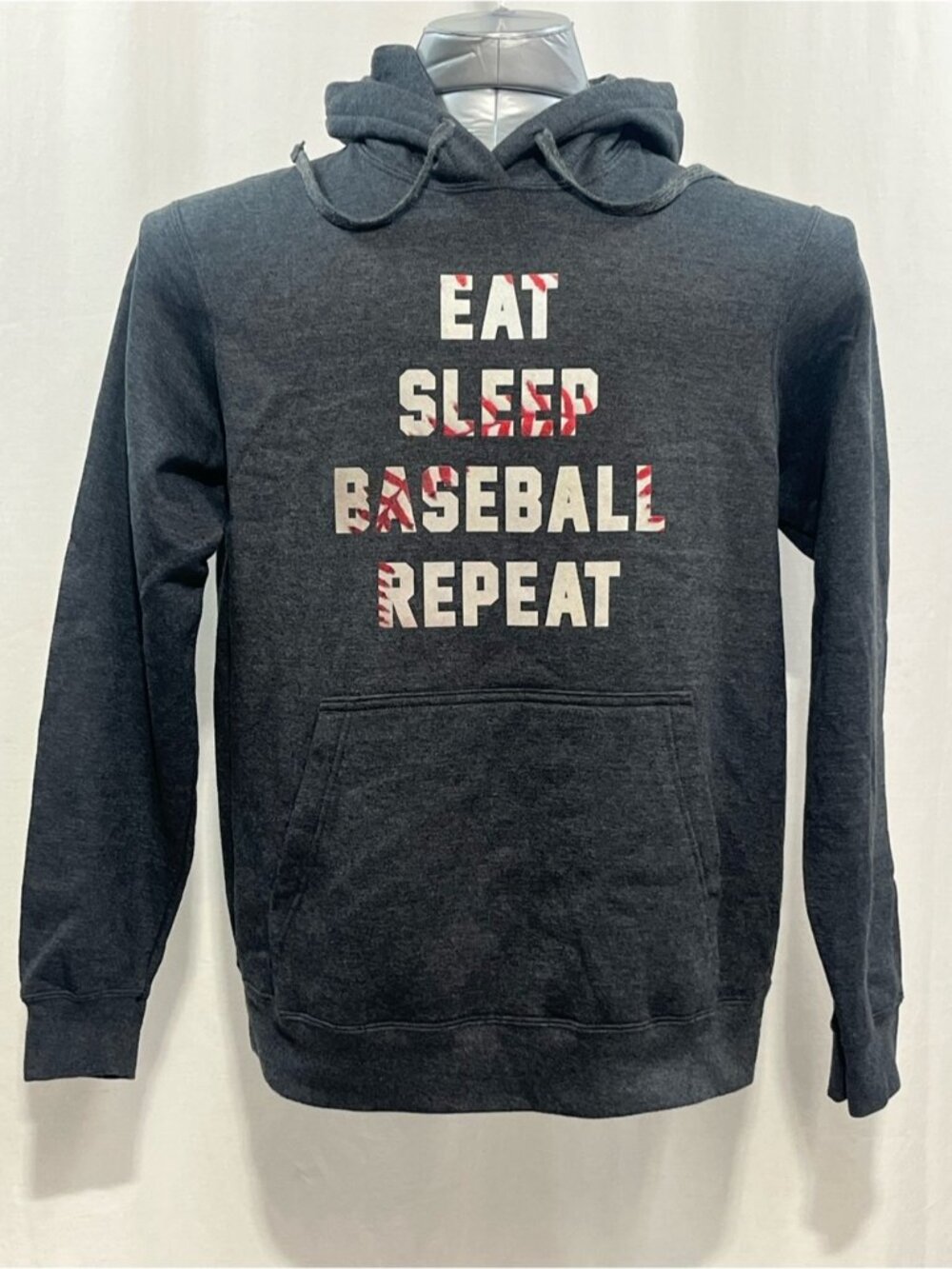 Port & Co Charcoal Gray 'Eat Sleep Baseball Repeat' Pullover Hoodie sports 1070 - Picture 2 of 9